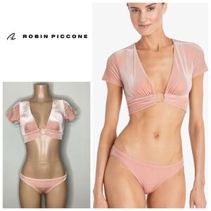 New. Robin Piccone blush stretchy velour bikini set. Small. Retails $189